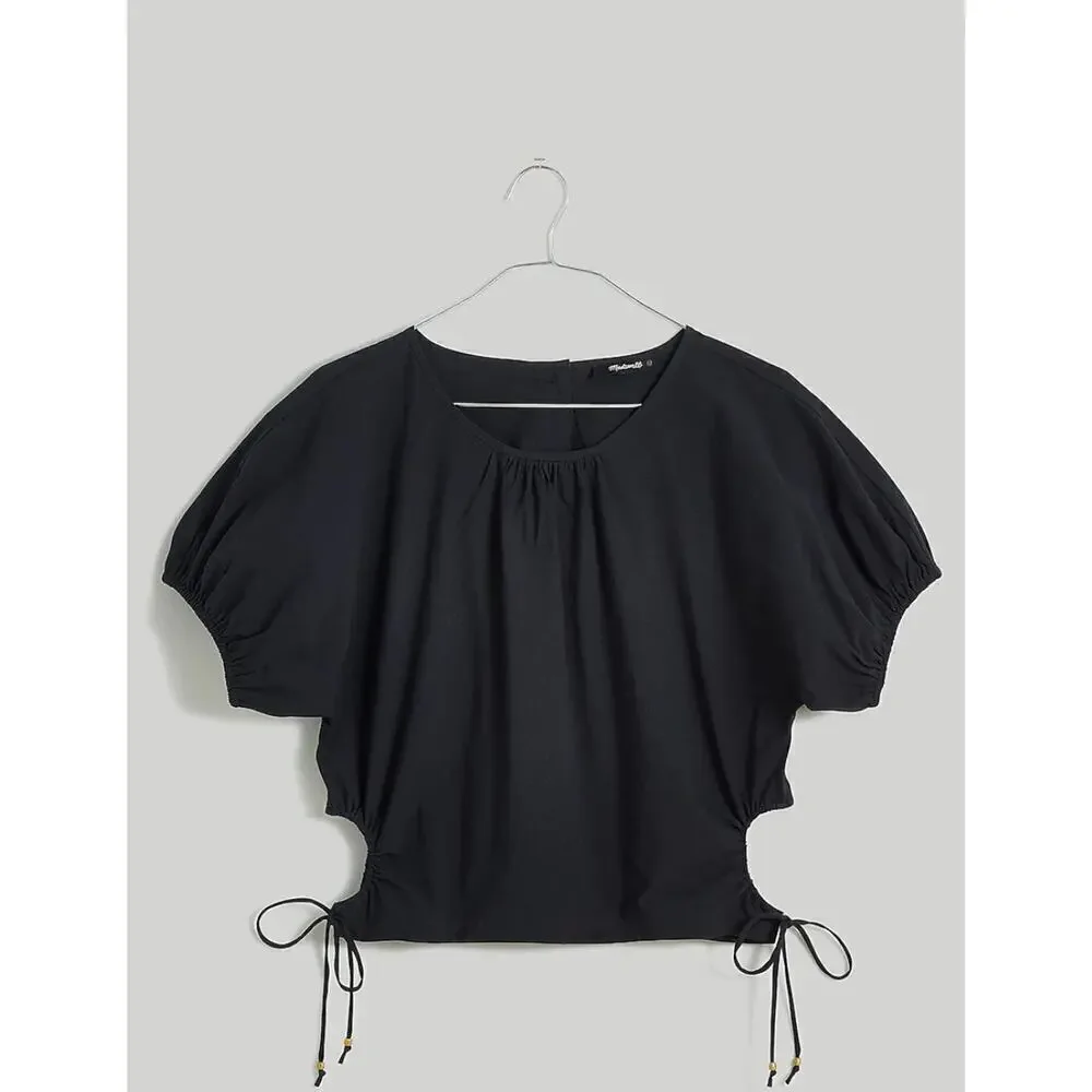 Madewell Poplin Puff Sleeve Cut Out Crop Top Size XXS